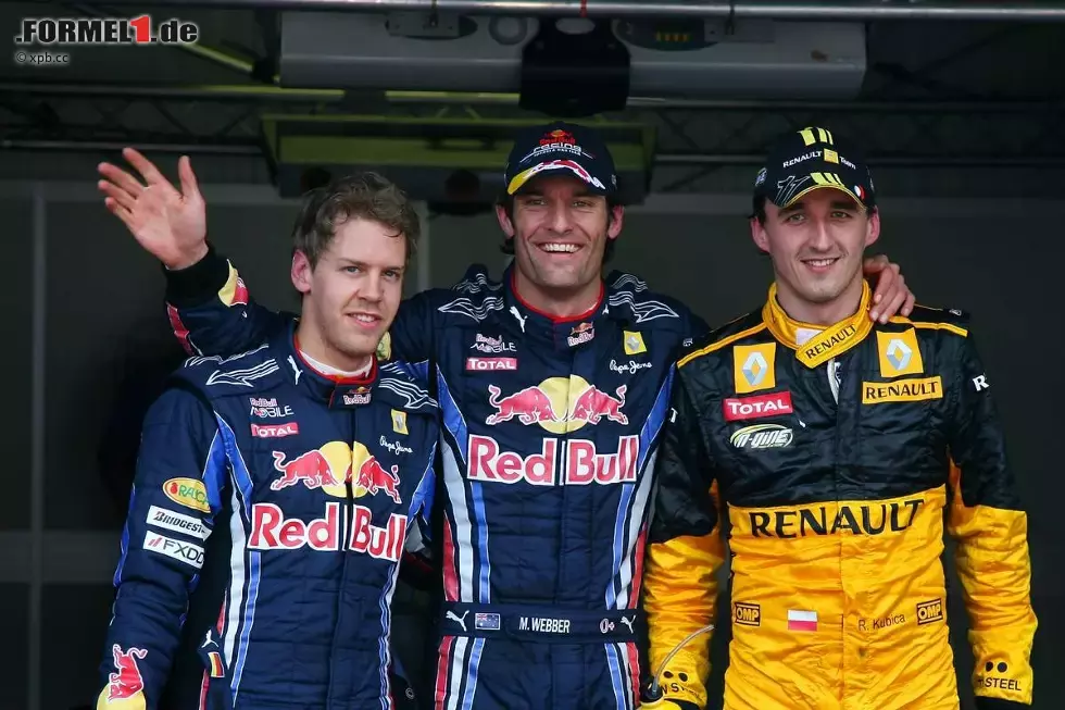 Foto zur News: Sebastian Vettel (Red Bull), Mark Webber (Red Bull) und Robert Kubica (Renault)