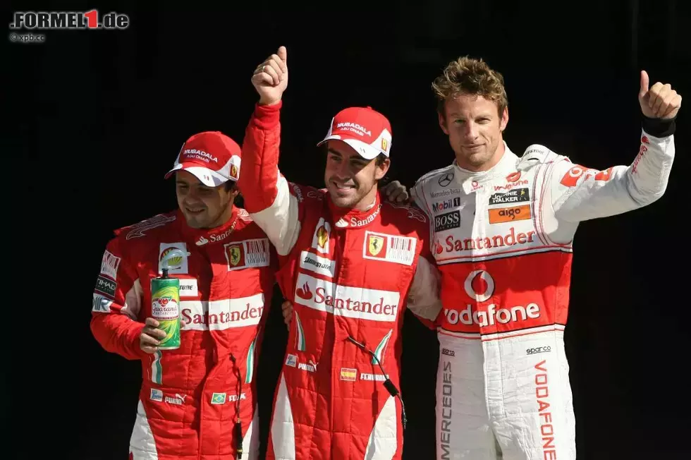 Foto zur News: Felipe Massa (Ferrari), Fernando Alonso (Ferrari) und Jenson Button (McLaren)