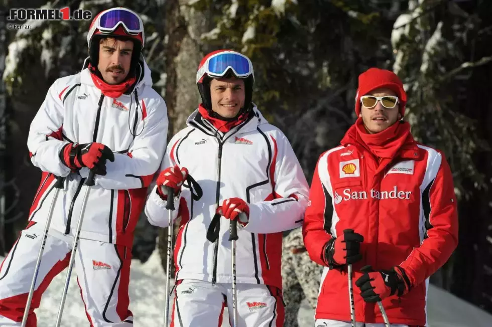 Foto zur News: Fernando Alonso, Giancarlo Fisichella und Jules Bianchi (Ferrari)