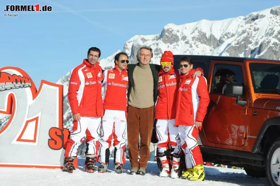 Foto zur News: Marc Gené, Felipe Massa, Luca di Montezemolo (Präsident), Fernando Alonso und Giancarlo Fisichella (Ferrari)