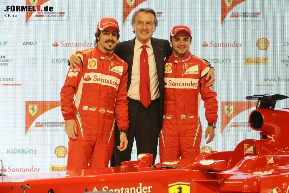 Foto zur News: Fernando Alonso, Luca di Montezemolo (Präsident) und Felipe Massa