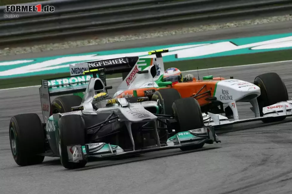 Foto zur News: Nico Rosberg (Mercedes) und Paul di Resta (Force India)