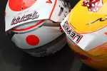 Foto zur News: Und wieder Diamanten: DIe Helme von Jenson Button (McLaren) und Lewis Hamilton (McLaren)