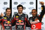 Foto zur News: Sebastian Vettel (Red Bull), Mark Webber (Red Bull) und Lewis Hamilton (McLaren)