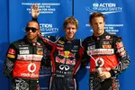 Foto zur News: Lewis Hamilton (McLaren), Sebastian Vettel (Red Bull) und Jenson Button (McLaren)