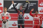 Foto zur News: Jenson Button (McLaren), Sebastian Vettel (Red Bull) und Fernando Alonso (Ferrari)