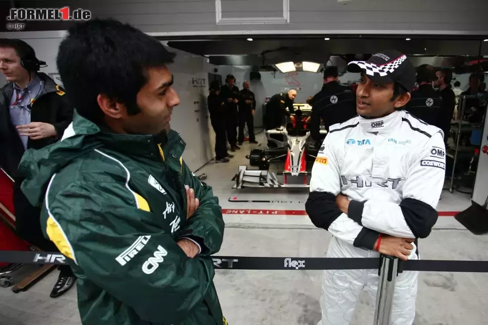 Foto zur News: Inder unter sich: Karun Chandhok (Lotus) und Narain Karthikeyan (HRT)