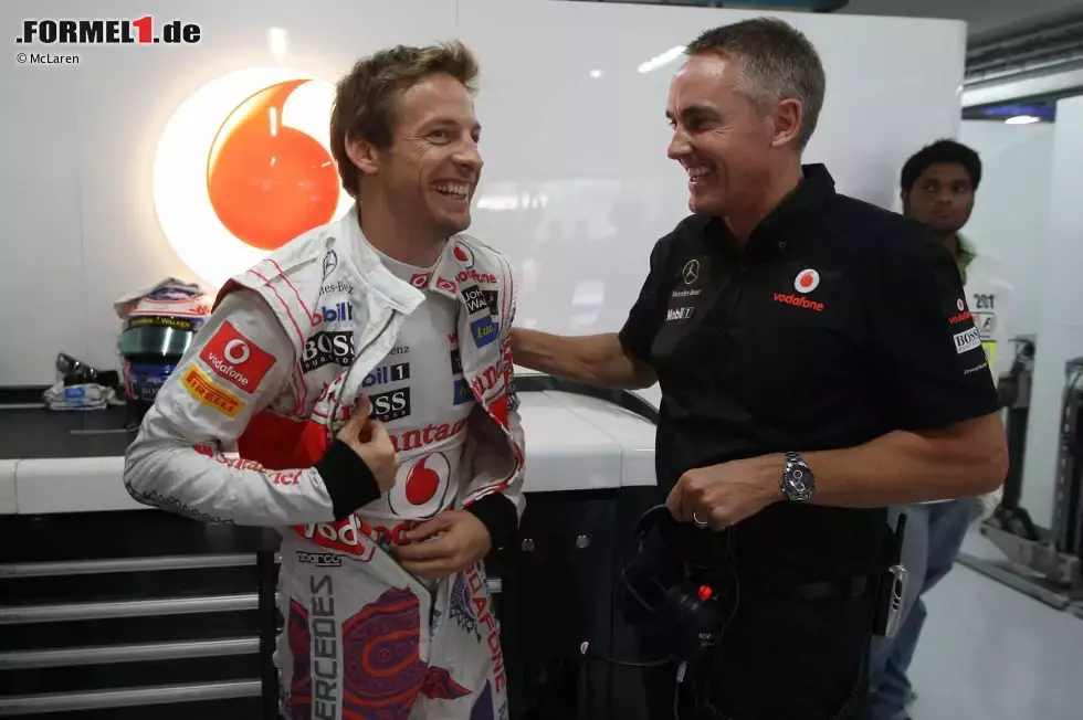 Foto zur News: Jenson Button (McLaren) und Martin Whitmarsh (Teamchef)