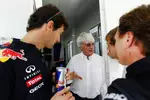 Foto zur News: Mark Webber, Bernie Ecclestone, Sebastian Vettel und Christian Horner (Red Bull)