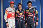 Foto zur News: Jenson Button (McLaren), Sebastian Vettel (Red Bull) und Mark Webber (Red Bull)