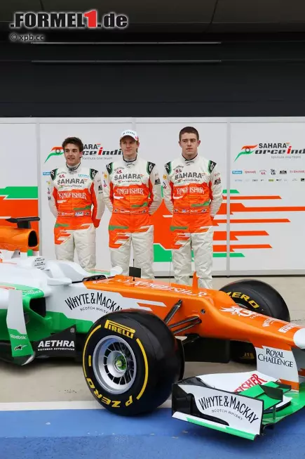 Foto zur News: Jules Bianchi, Paul di Resta und Nico Hülkenberg (Force India)