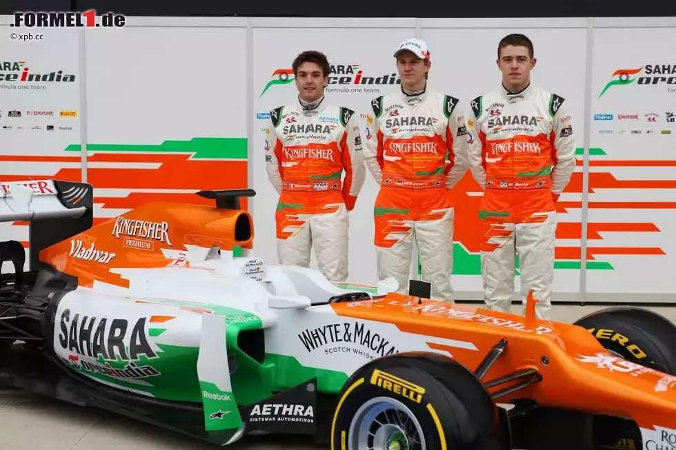 Foto zur News: Jules Bianchi, Paul di Resta und Nico Hülkenberg (Force India)