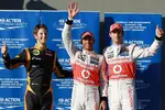 Gallerie: Romain Grosjean (Lotus), Lewis Hamilton (McLaren) und Jenson Button (McLaren)