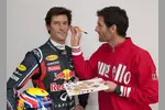 Foto zur News: Mark Webber (Red Bull) mit seiner Wachsfigur bei Madame Tussauds