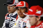 Foto zur News: Pastor Maldonado (Williams), Lewis Hamilton (McLaren) und Fernando Alonso (Ferrari)