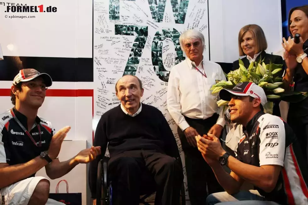 Foto zur News: Frank Williams (Teamchef), Bruno Senna (Williams) und Pastor Maldonado (Williams)