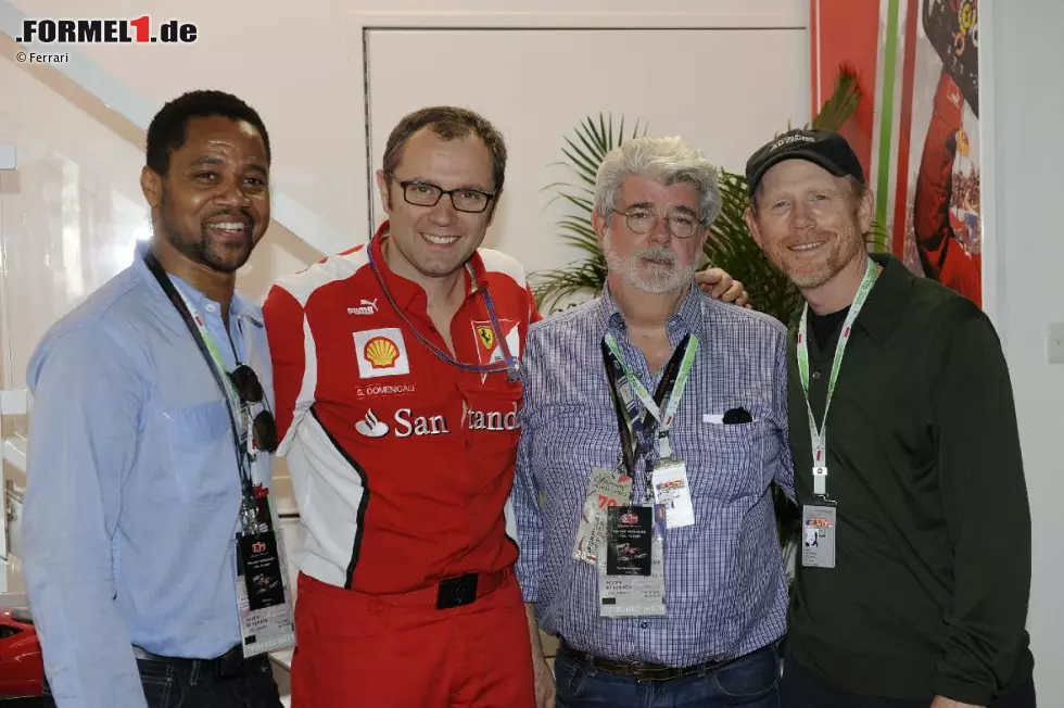 Foto zur News: Hollywood meets Formel 1: Cuba Gooding jun., Stefano Domenicali, George Lucas und Ron Howard