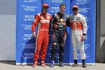 Gallerie: Fernando Alonso (Ferrari), Sebastian Vettel (Red Bull) und Lewis Hamilton (McLaren)