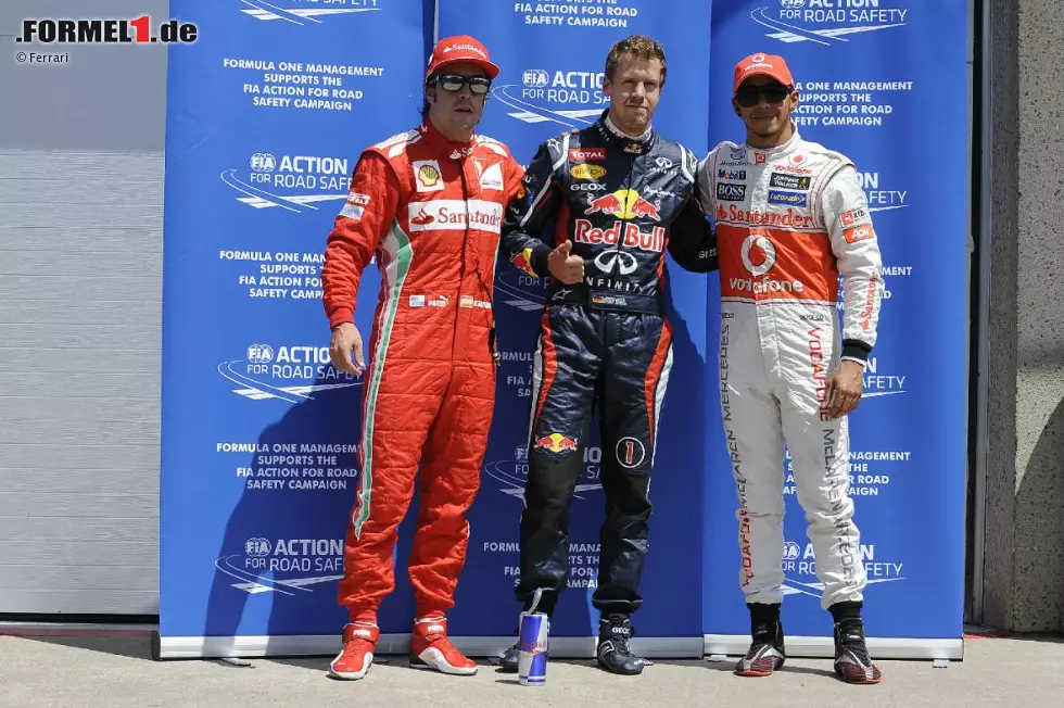 Foto zur News: Fernando Alonso (Ferrari), Sebastian Vettel (Red Bull) und Lewis Hamilton (McLaren)