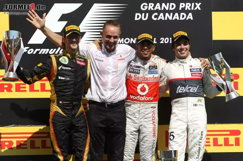 Foto zur News: Romain Grosjean (Lotus), Lewis Hamilton (McLaren) und Sergio Perez (Sauber)