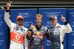 Foto zur News: Die ersten Drei im Qualifying: Lewis Hamilton (McLaren), Sebastian Vettel (Red Bull) und Pastor Maldonado (Williams)