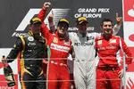 Foto zur News: Kimi Räikkönen (Lotus), Fernando Alonso (Ferrari) und Michael Schumacher (Mercedes)