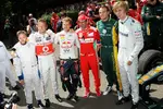 Foto zur News: Nick Heidfeld, Jenson Button (McLaren), Sebastian Vettel (Red Bull), Marc Gene (Ferrari), Giedo van der Garde (Caterham) und Brendon Hartley