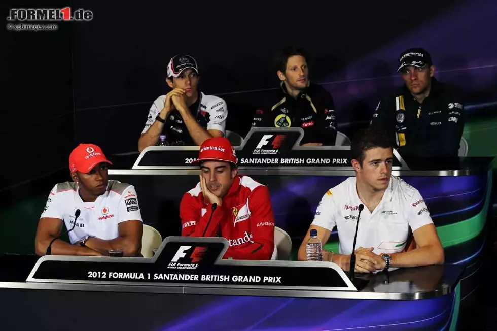 Foto zur News: Bruno Senna (Williams), Romain Grosjean (Lotus), Witali Petrow (Caterham), Lewis Hamilton (McLaren), Fernando Alonso (Ferrari) und Paul di Resta (Force India)