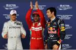 Foto zur News: Die ersten Drei im Qualifying in England: Fernando Alonso (Ferrari), Michael Schumacher (Mercedes) und Mark Webber (Red Bull)