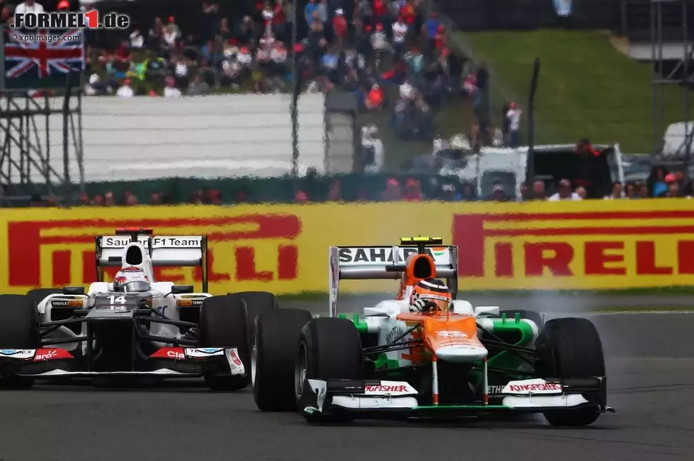 Foto zur News: Nico Hülkenberg (Force India) und Kamui Kobayashi (Sauber)