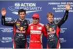 Gallerie: Mark Webber (Red Bull), Fernando Alonso (Ferrari) und Sebastian Vettel (Red Bull) die 3 besten im Qualifying in Hockenheim