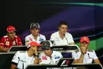 Foto zur News: Oben: Felipe Massa (Ferrari), Kamui Kobayashi (Sauber) und Paul di Resta (Force India); unten: Lewis Hamilton (McLaren), Sergio Perez (Sauber) und Jenson Button (McLaren)