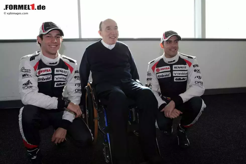 Foto zur News: Bruno Senna (Williams), Frank Williams (Teamchef) und Pastor Maldonado (Williams)