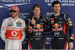 Gallerie: Nach dem Qualifying: Lewis Hamilton (McLaren), Sebastian Vettel (Red Bull) und Mark Webber (Red Bull)