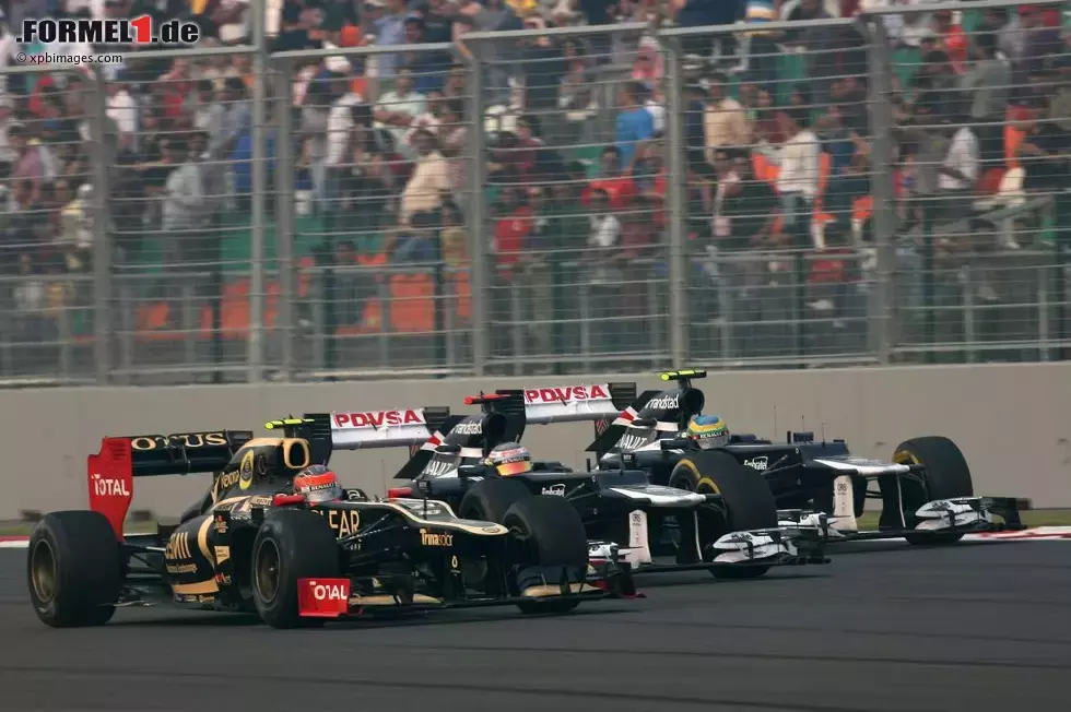 Foto zur News: Romain Grosjean (Lotus), Pastor Maldonado (Williams) und Bruno Senna (Williams)