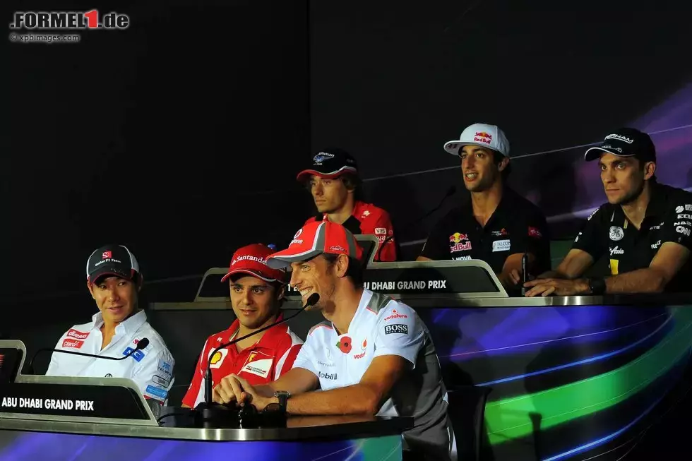 Foto zur News: Donnerstags-Pressekonferenz mit Charles Pic (Marussia), Daniel Ricciardo (Toro Rosso), Witali Petrow (Caterham), Kamui Kobayashi (Sauber), Felipe Massa (Ferrari) und Jenson Button (McLaren)