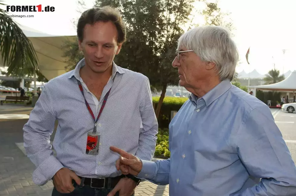 Foto zur News: Christian Horner (Red-Bull-Teamchef) und Bernie Ecclestone (Formel-1-Chef)