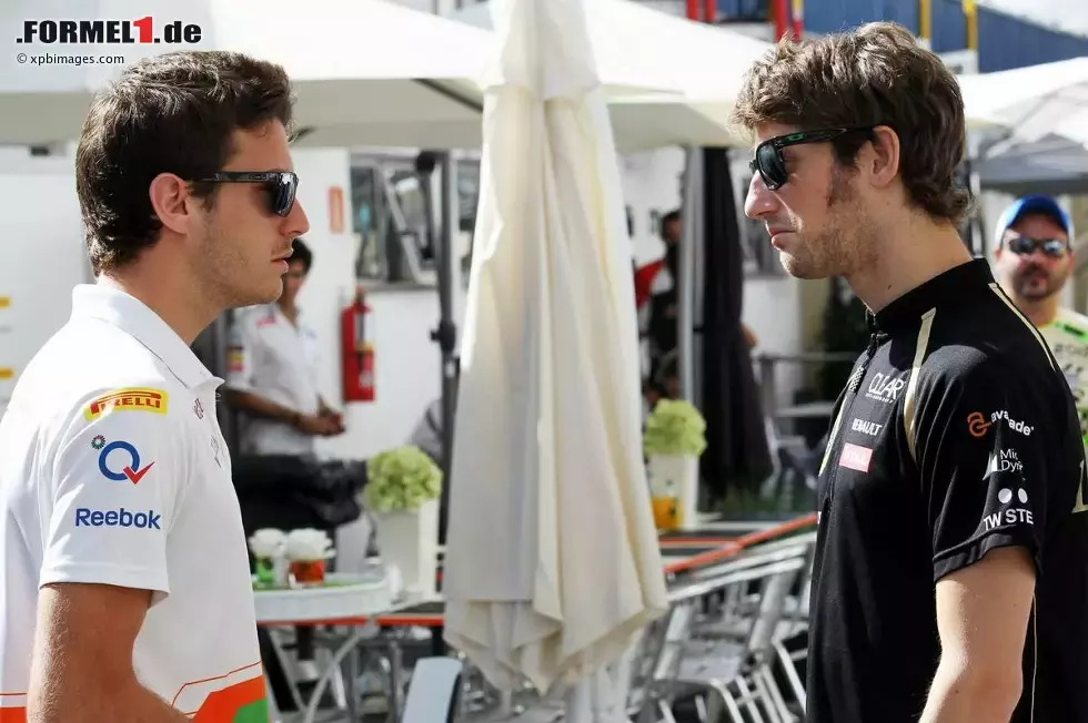 Foto zur News: Jules Bianchi (Force India) und Romain Grosjean (Lotus)