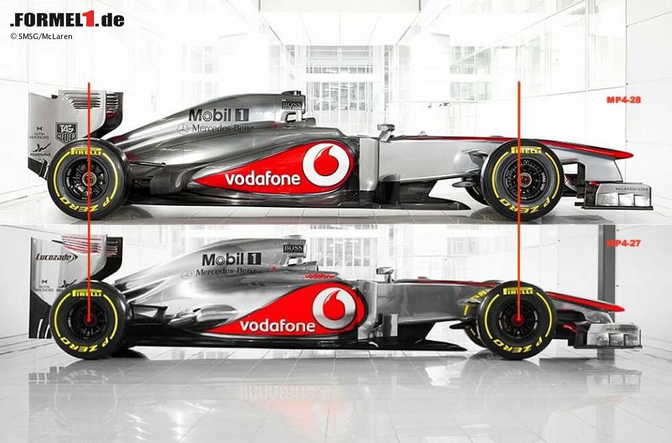 Foto zur News: Vergleich alter vs. neuer McLaren: So unterscheiden sich der MP4-27 und der neue MP4-28