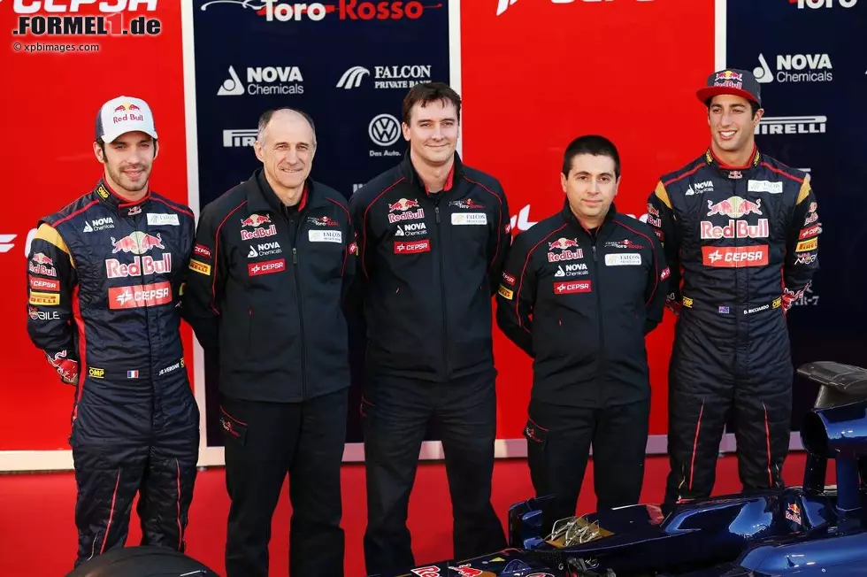 Foto zur News: Jean-Eric Vergne (Toro Rosso), Franz Tost, James Key und Daniel Ricciardo (Toro Rosso)