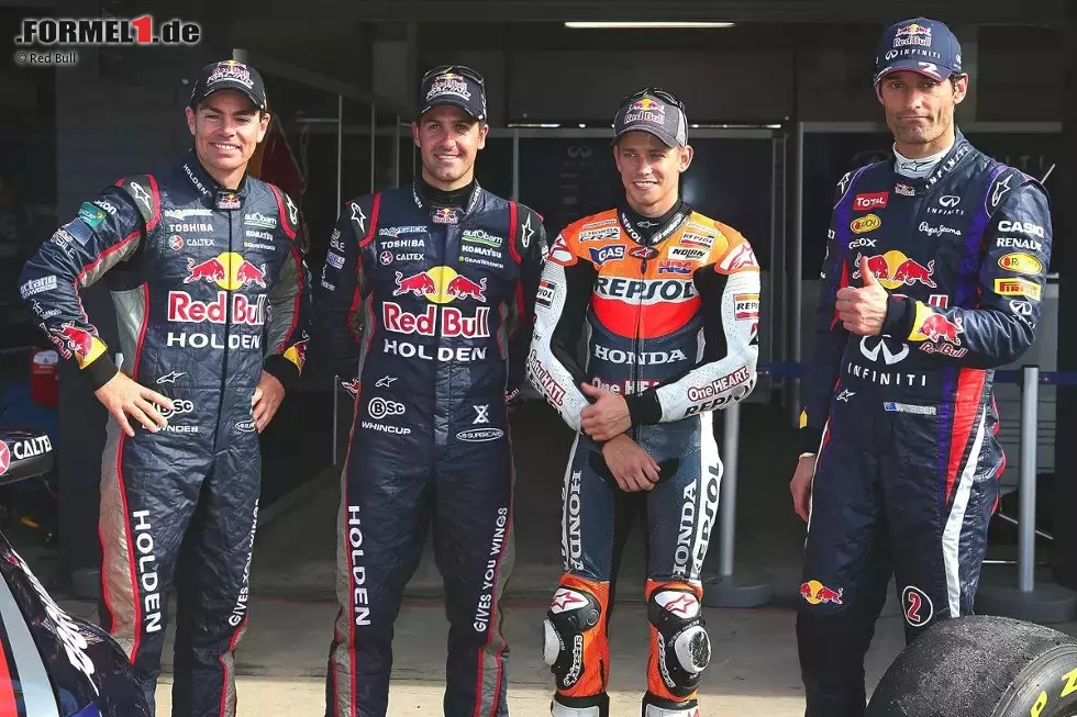 Foto zur News: Craig Lowndes, Jamie Whincup, Casey Stoner und Mark Webber hatten in Sydney ihren Spaß