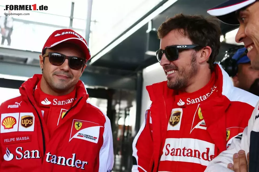 Foto zur News: Felipe Massa (Ferrari), Fernando Alonso (Ferrari) und Pastor Maldonado (Williams)