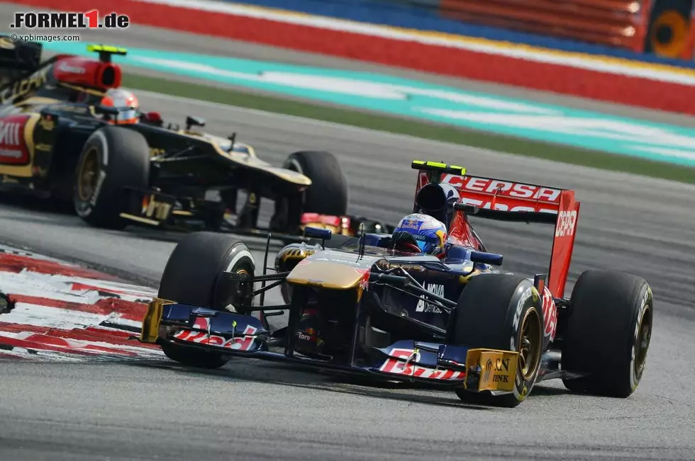 Foto zur News: Jean-Eric Vergne (Toro Rosso) und Romain Grosjean (Lotus)