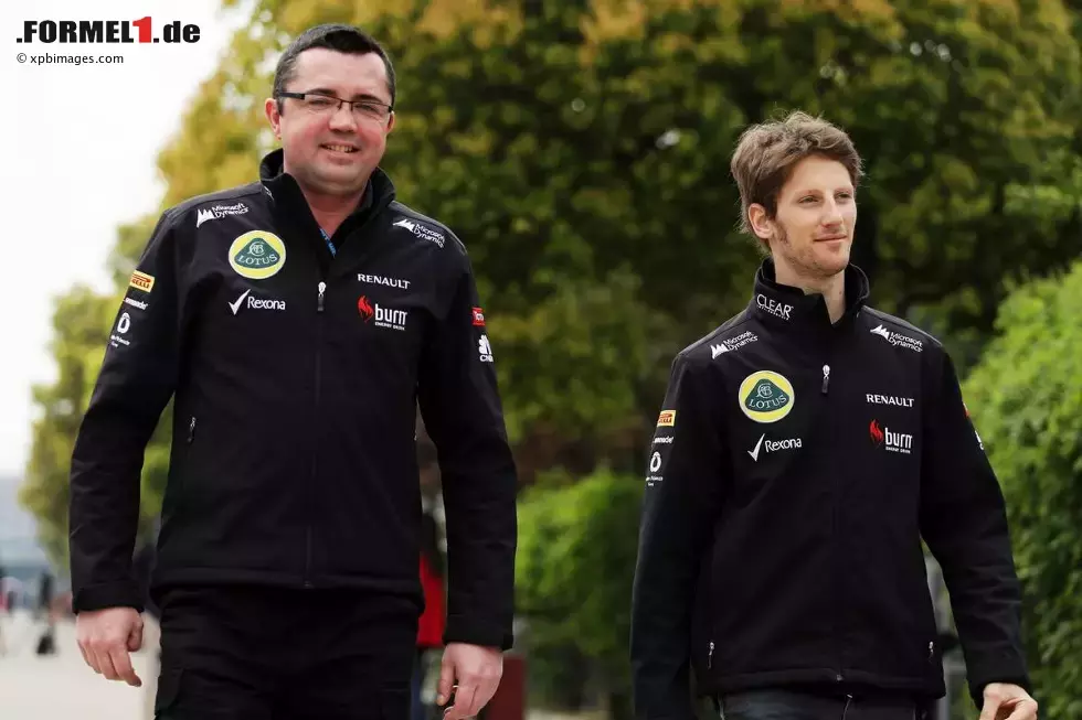 Foto zur News: Eric Boullier und Romain Grosjean (Lotus)