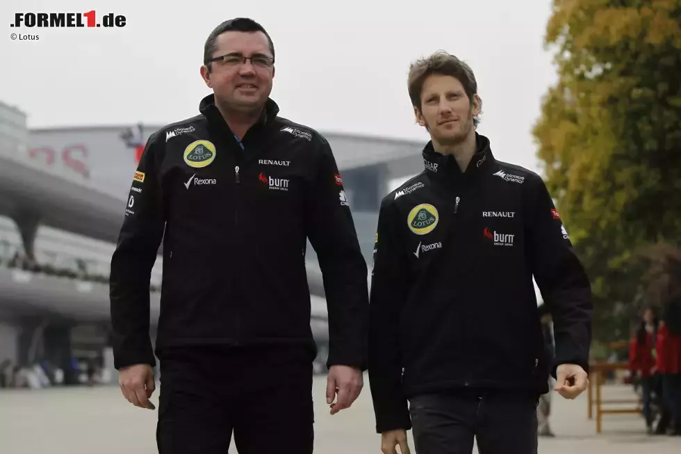 Foto zur News: Romain Grosjean (Lotus) und Eric Boullier