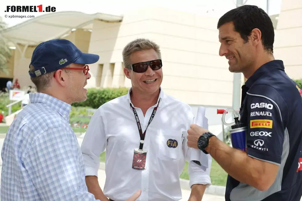 Foto zur News: Jacques Villeneuve, Mika Salo und Mark Webber (Red Bull)