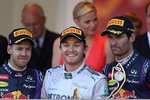 Gallerie: Sebastian Vettel (Red Bull), Nico Rosberg (Mercedes) und Mark Webber (Red Bull)