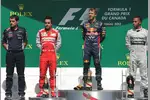 Foto zur News: Fernando Alonso (Ferrari), Sebastian Vettel (Red Bull) und Lewis Hamilton (Mercedes)