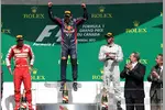 Foto zur News: Fernando Alonso (Ferrari), Sebastian Vettel (Red Bull) und Lewis Hamilton (Mercedes)