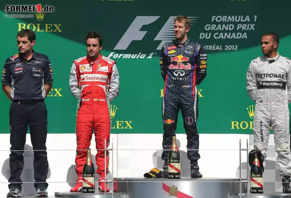 Foto zur News: Fernando Alonso (Ferrari), Sebastian Vettel (Red Bull) und Lewis Hamilton (Mercedes)